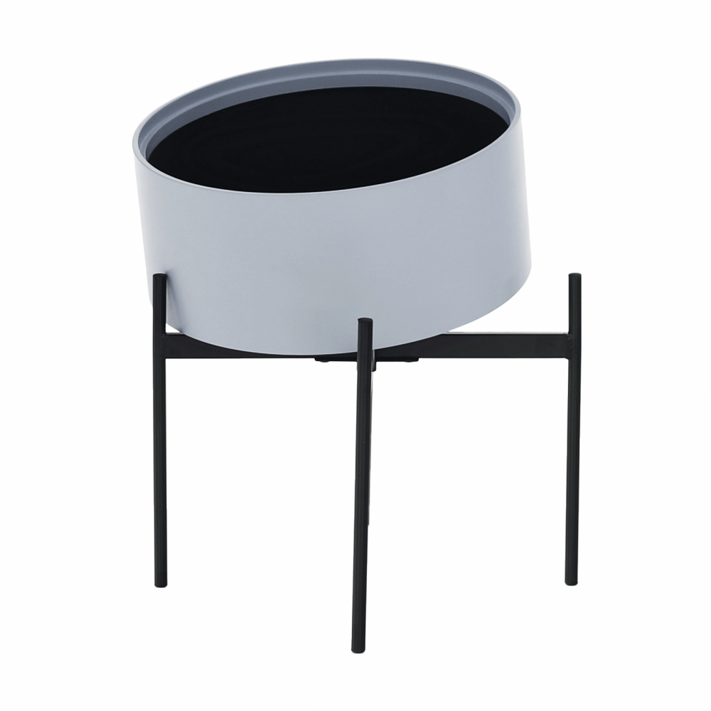 Taburet cu spaţiu de depozitare, gri/natural/negru, MOSAI