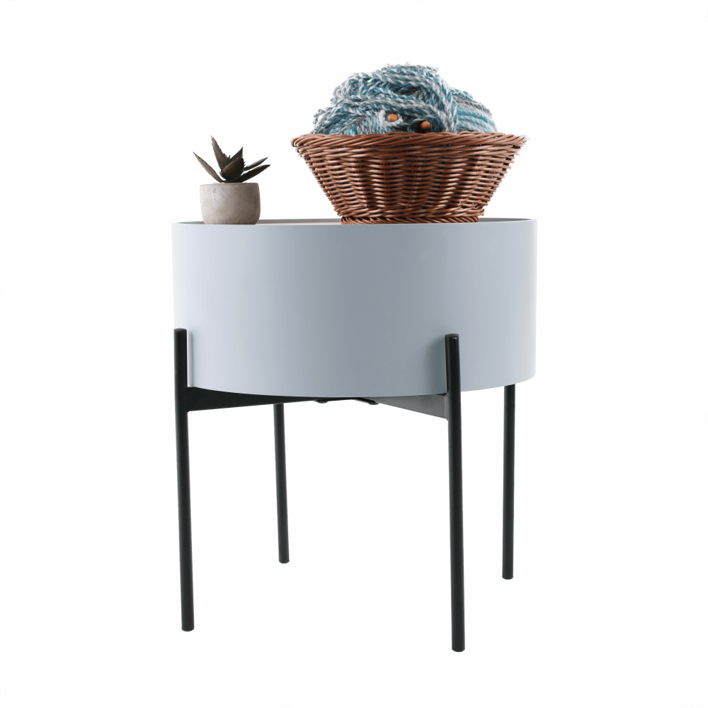 Taburet cu spaţiu de depozitare, gri/natural/negru, MOSAI
