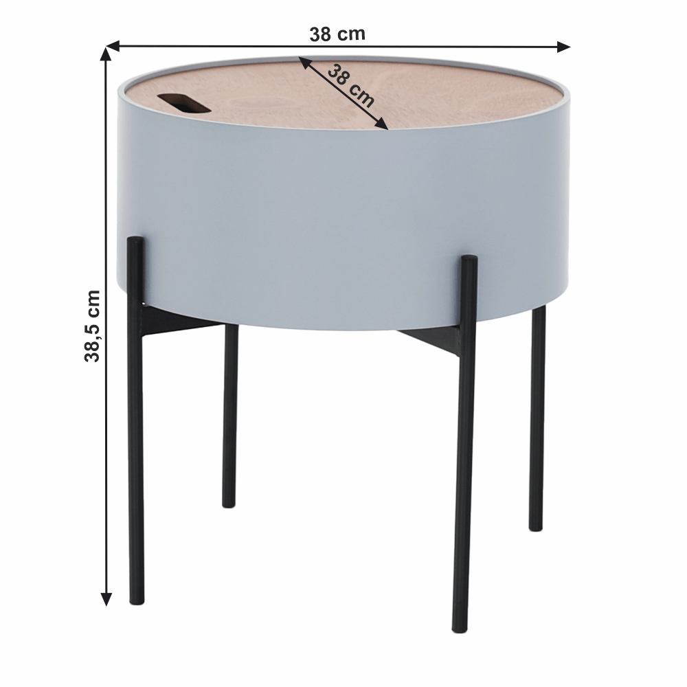 Taburet cu spaţiu de depozitare, gri/natural/negru, MOSAI