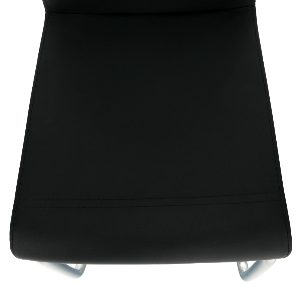Scaun dining, piele ecologică neagră, albă/crom, NEANA