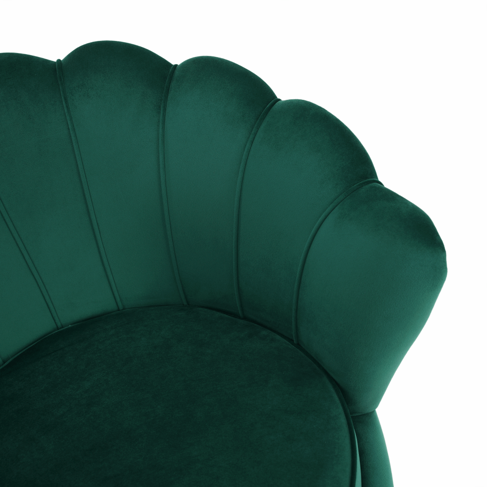 Fotoliu în stil Art-deco, catifea Velvet smarald/crom auriu, NOBLIN
