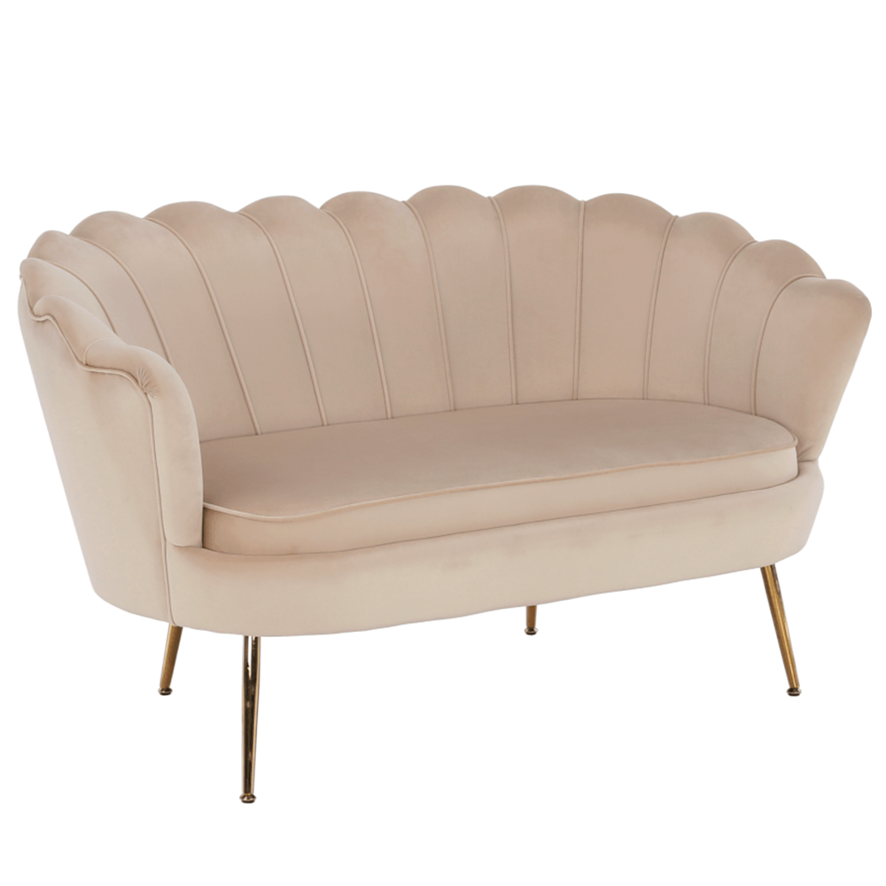 Bancă în stil Art-deco, catifea Velvet bej/crom auriu, NOBLIN