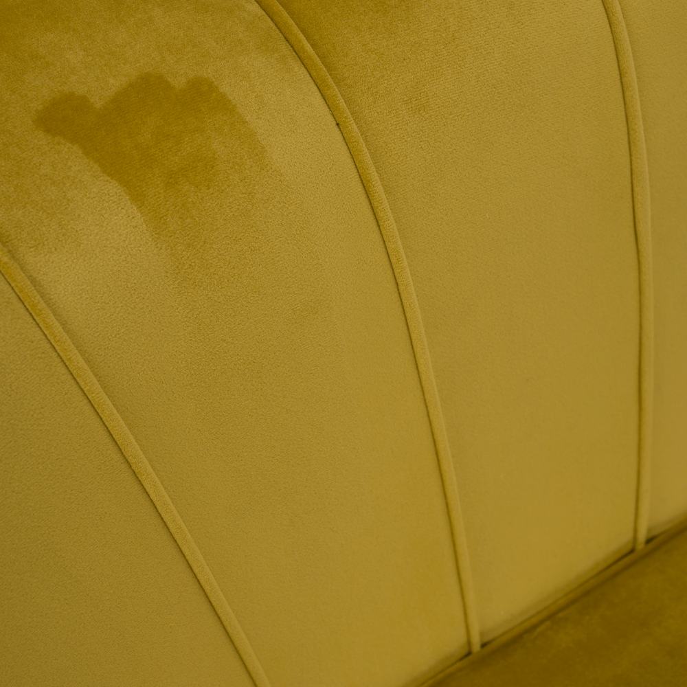 Bancă în stil Art-deco, catifea Velvet muştar/crom auriu, NOBLIN