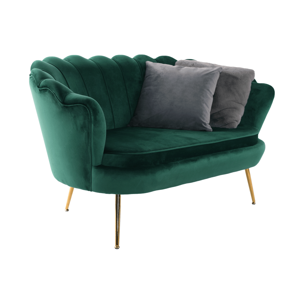 Bancă în stil Art-deco, catifea Velvet smarald/crom auriu, NOBLIN