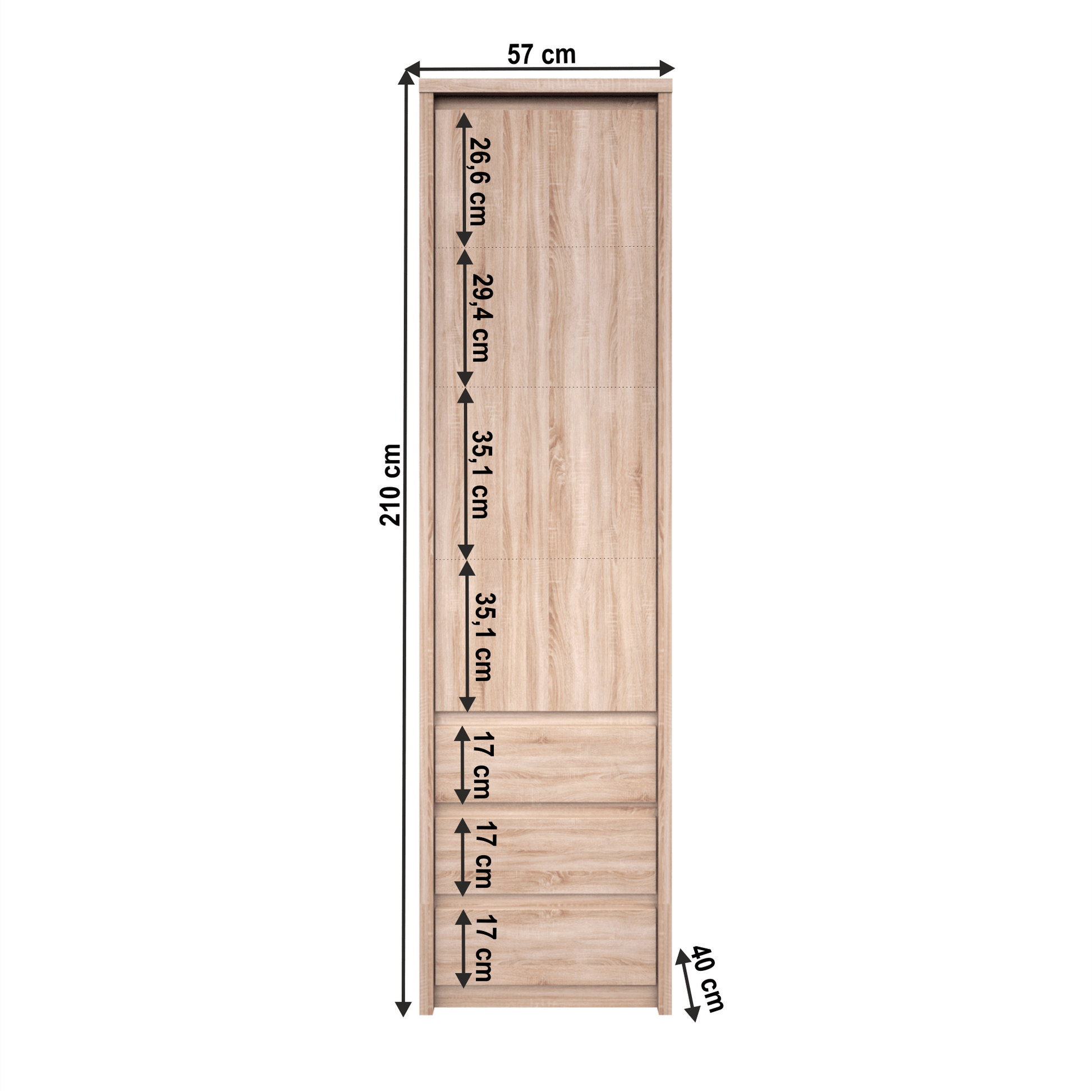 Etajeră TYP 5, PAL melaminat, stejar sonoma, NORTY