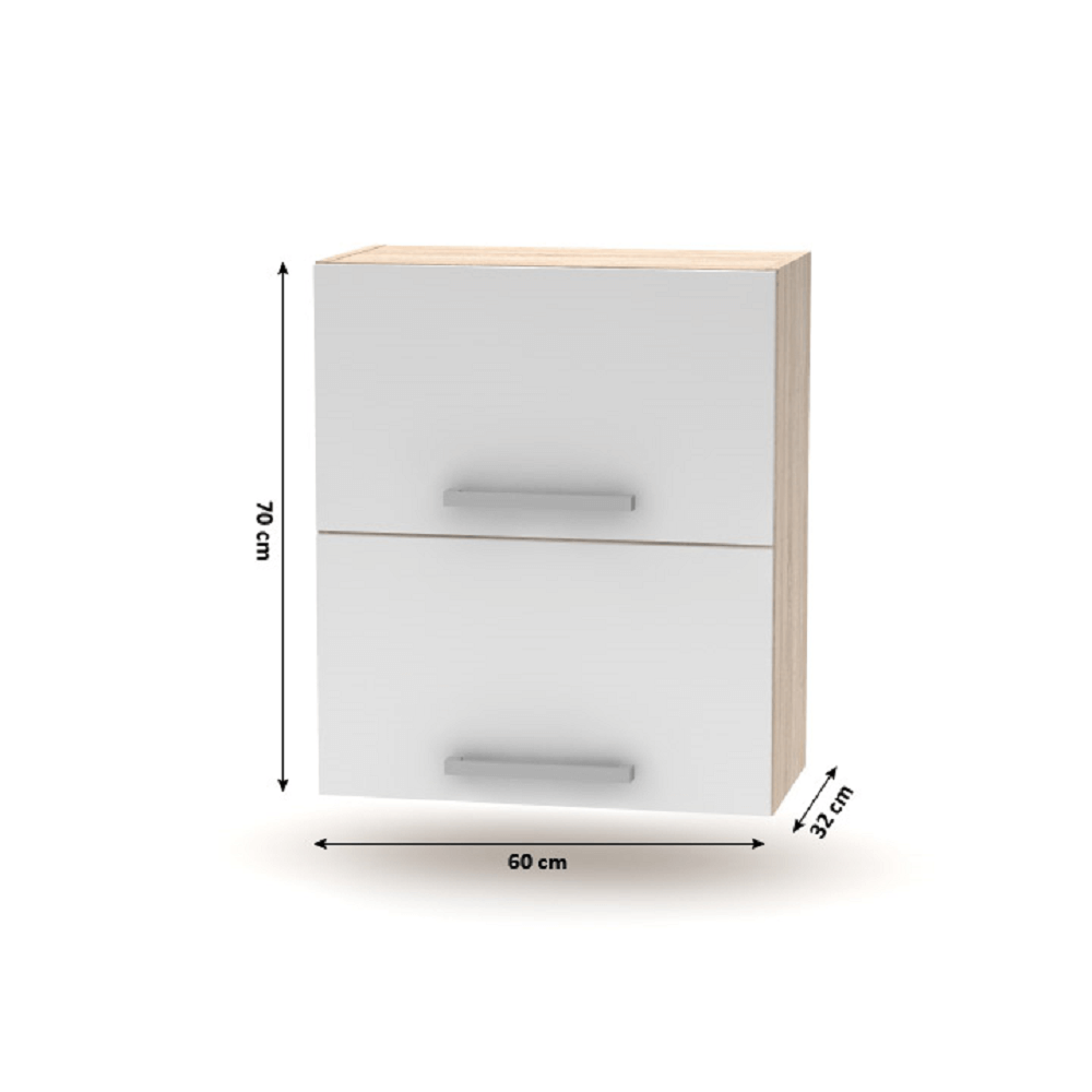Cabinet superior batant 2DV, stejar sonoma/alb, NOVA PLUS NOPL-008-VH