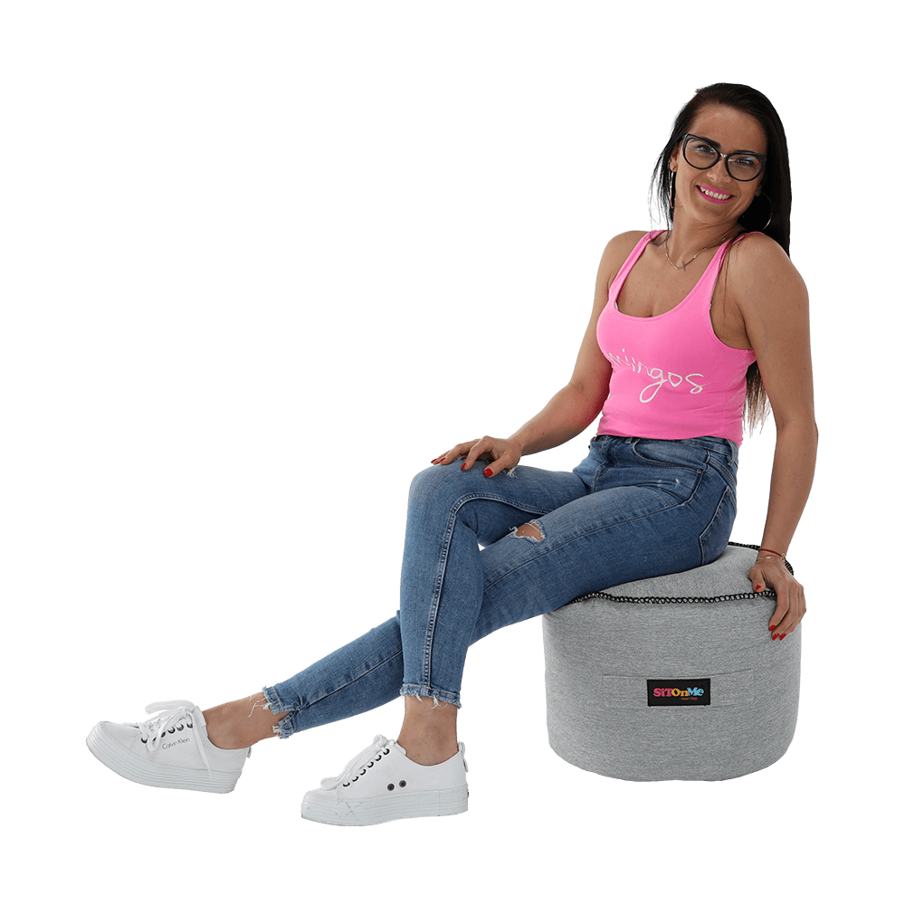 Fotoliu tip sac, material textil gri, NUTAN