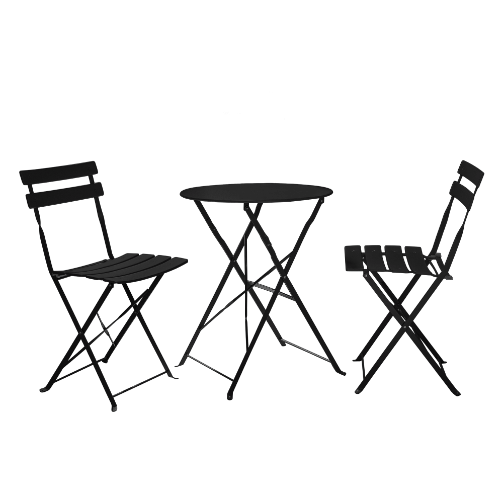 Set grădină 1+2, negru, oţel, OBAX