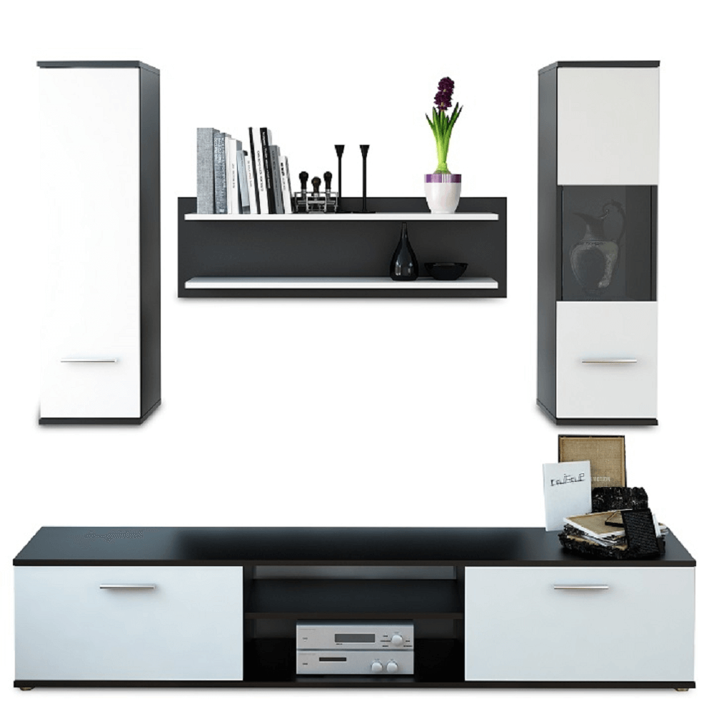 Mobilier pentru living, negru/alb, WAW NEW