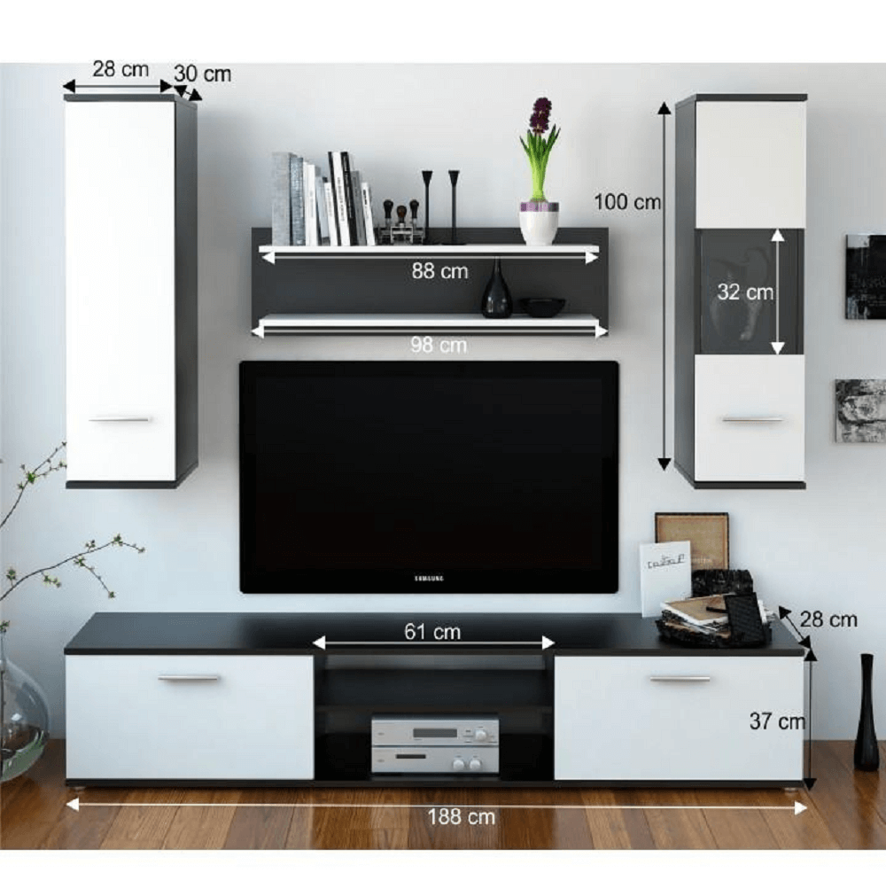 Mobilier pentru living, negru/alb, WAW NEW