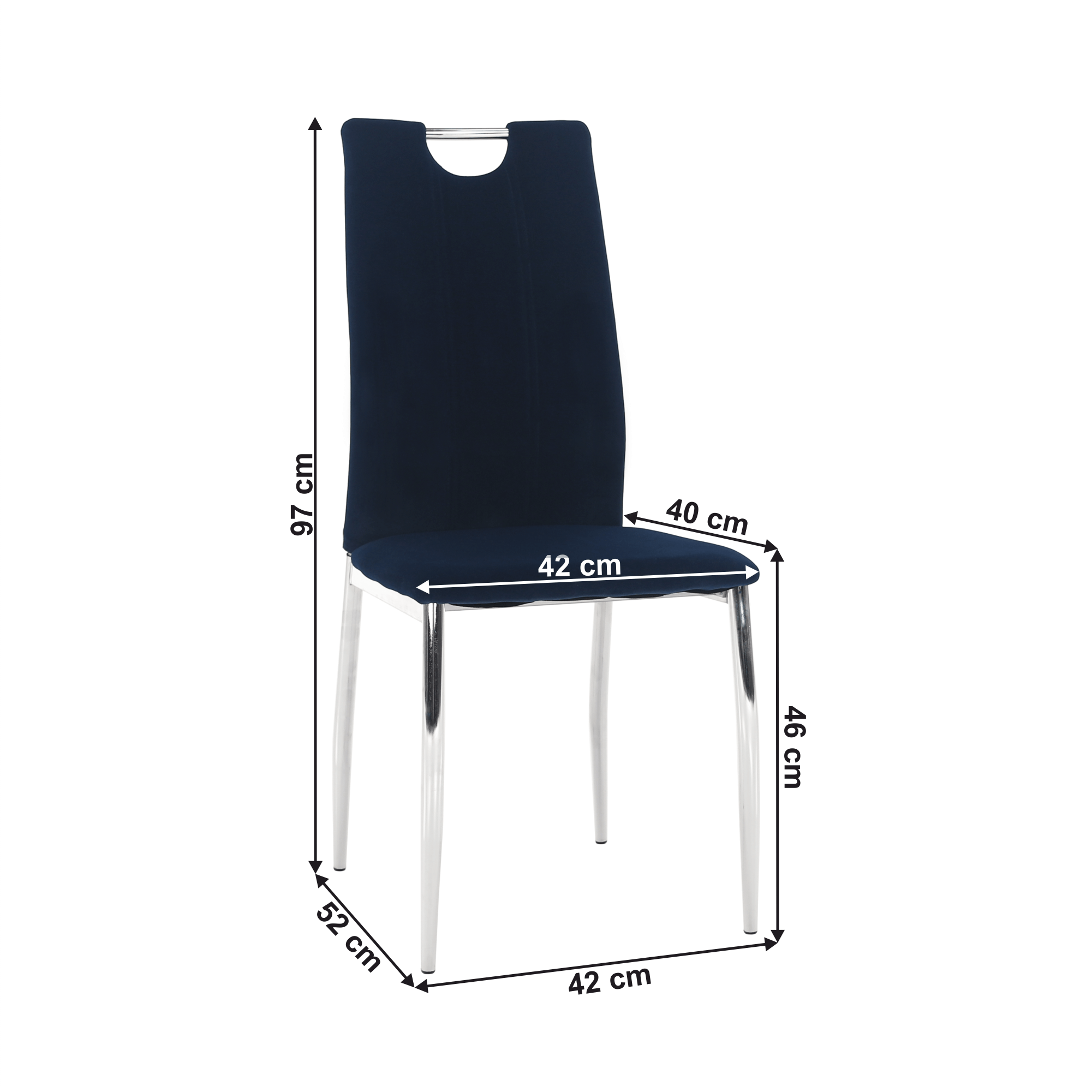 Scaun de masă, ţesătură albastră din catifea / crom, OLIVA NEW