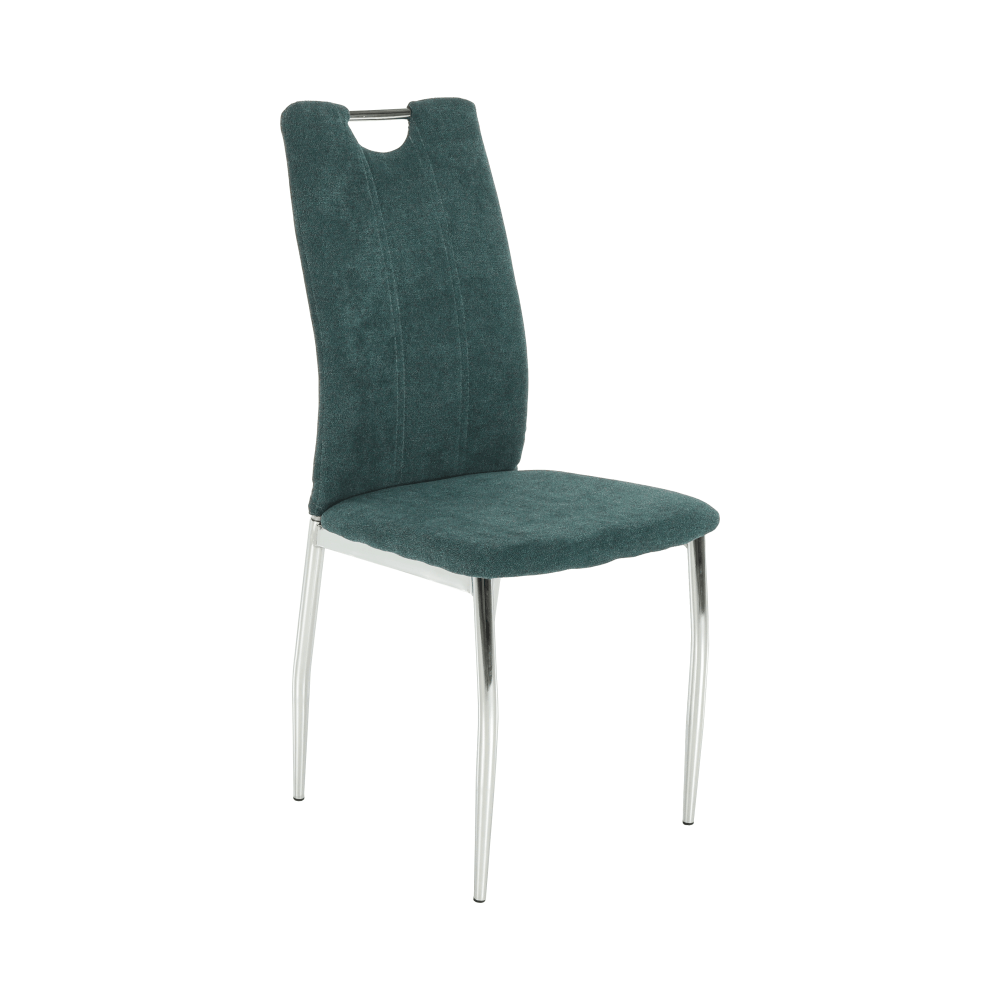 Scaun bucătărie, material textil azur/crom, OLIVA NEW
