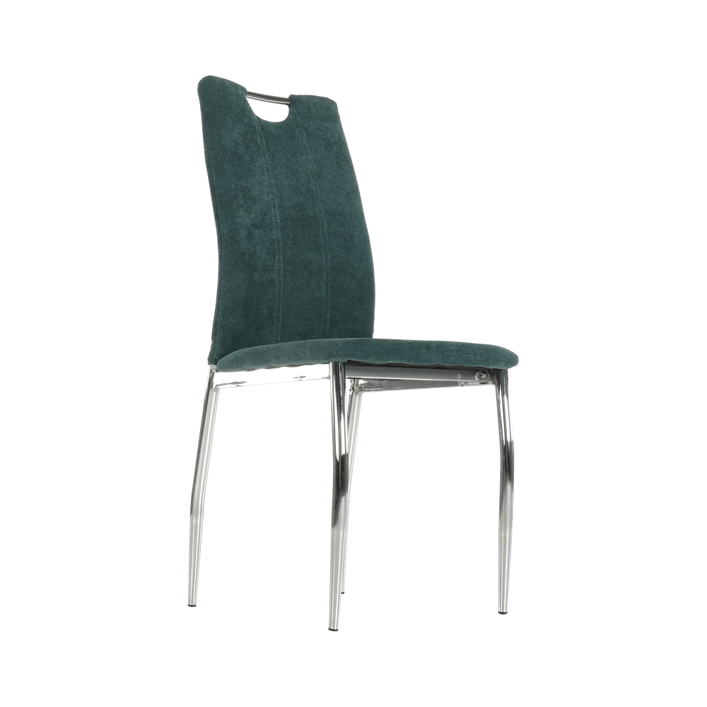 Scaun bucătărie, material textil azur/crom, OLIVA NEW