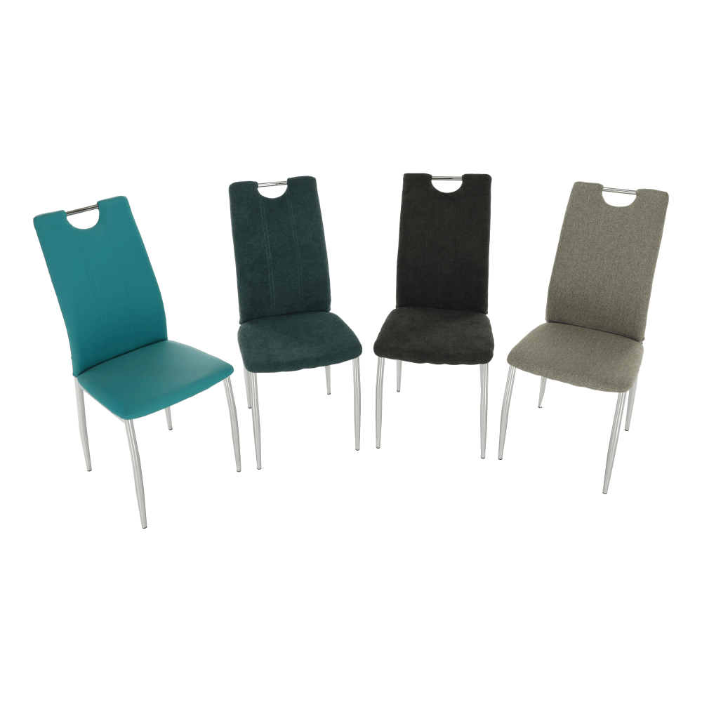 Scaun bucătărie, material textil azur/crom, OLIVA NEW