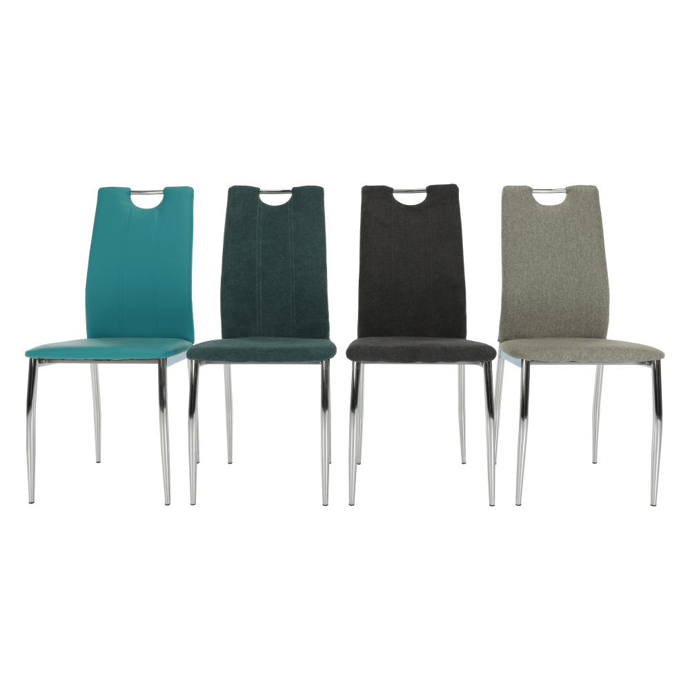 Scaun bucătărie, material textil azur/crom, OLIVA NEW