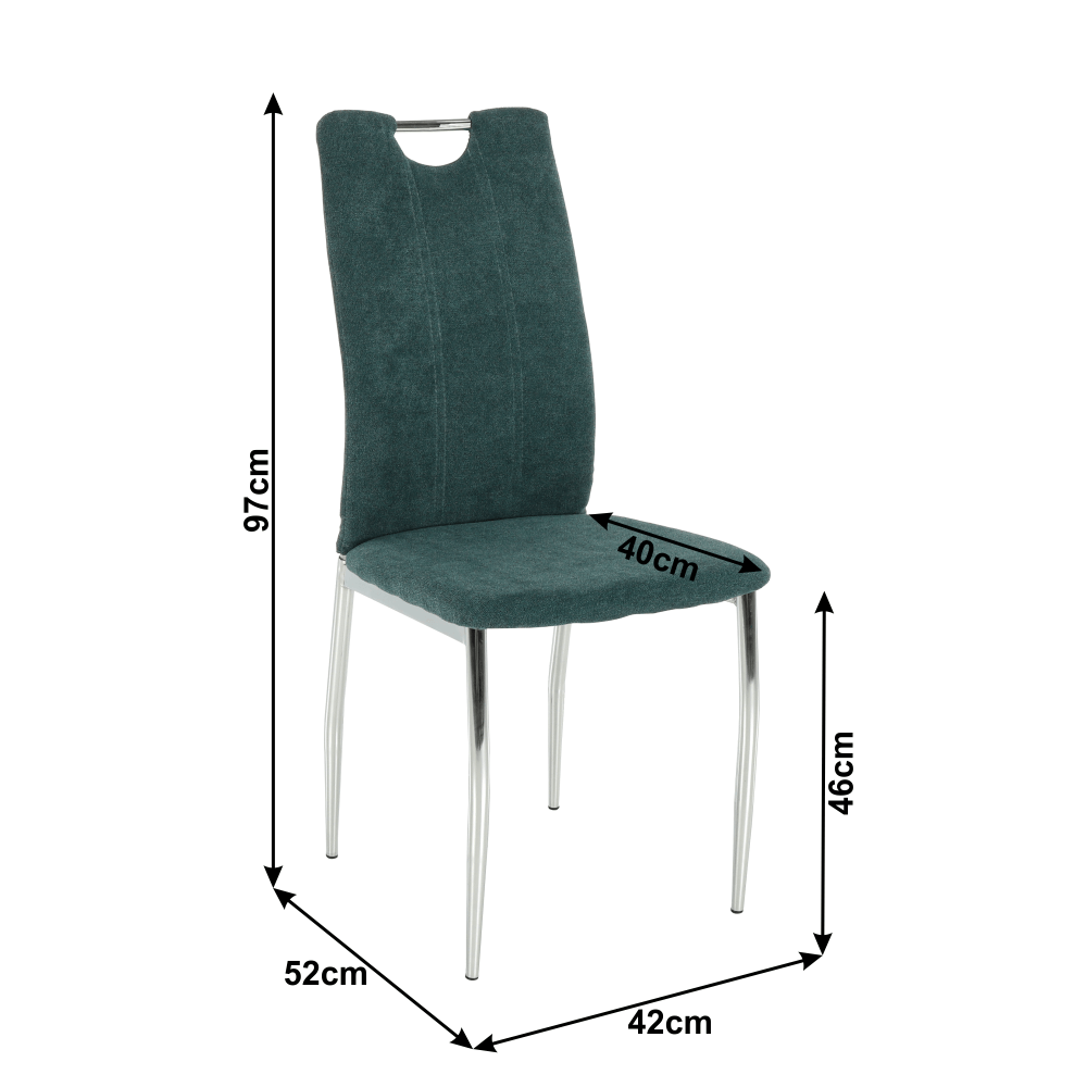 Scaun bucătărie, material textil azur/crom, OLIVA NEW