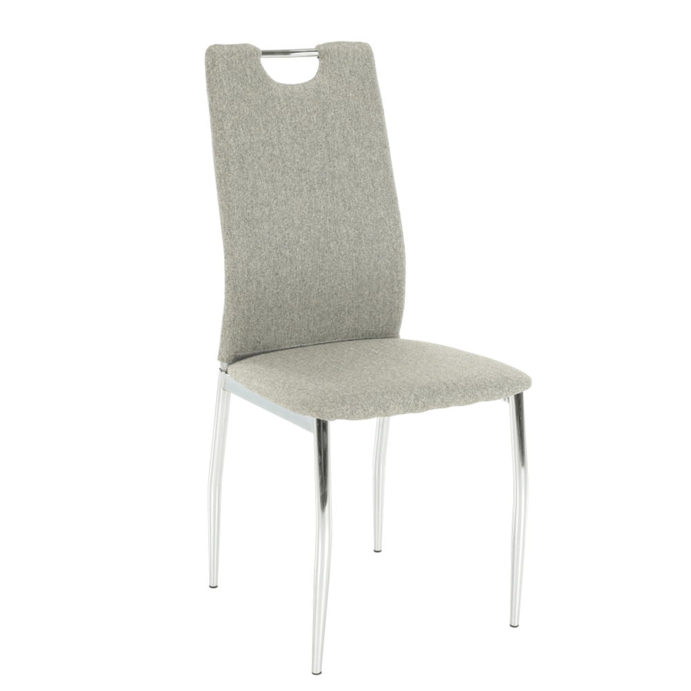 Scaun bucătărie, material textil bej/crom, OLIVA NEW