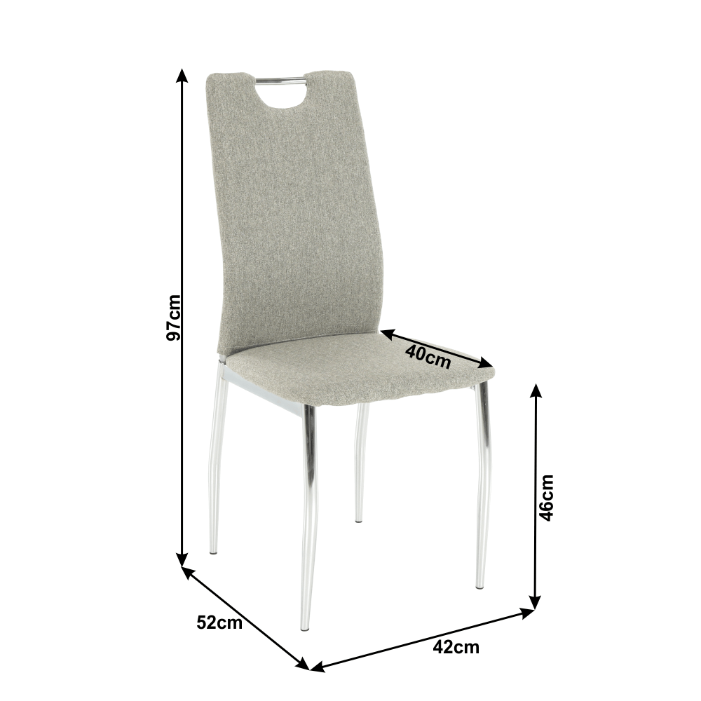 Scaun bucătărie, material textil bej/crom, OLIVA NEW