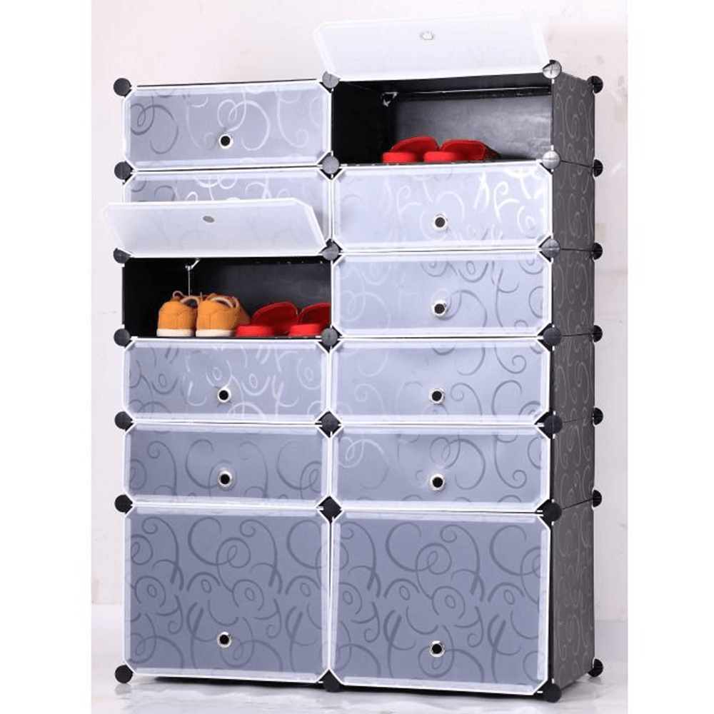 Organizator de pantofi modular, negru / alb lapte, BEKIM TYPE 2