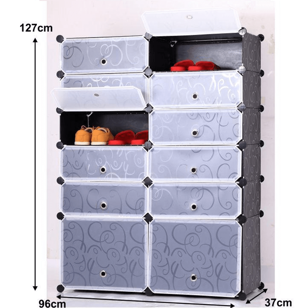 Organizator de pantofi modular, negru / alb lapte, BEKIM TYPE 2