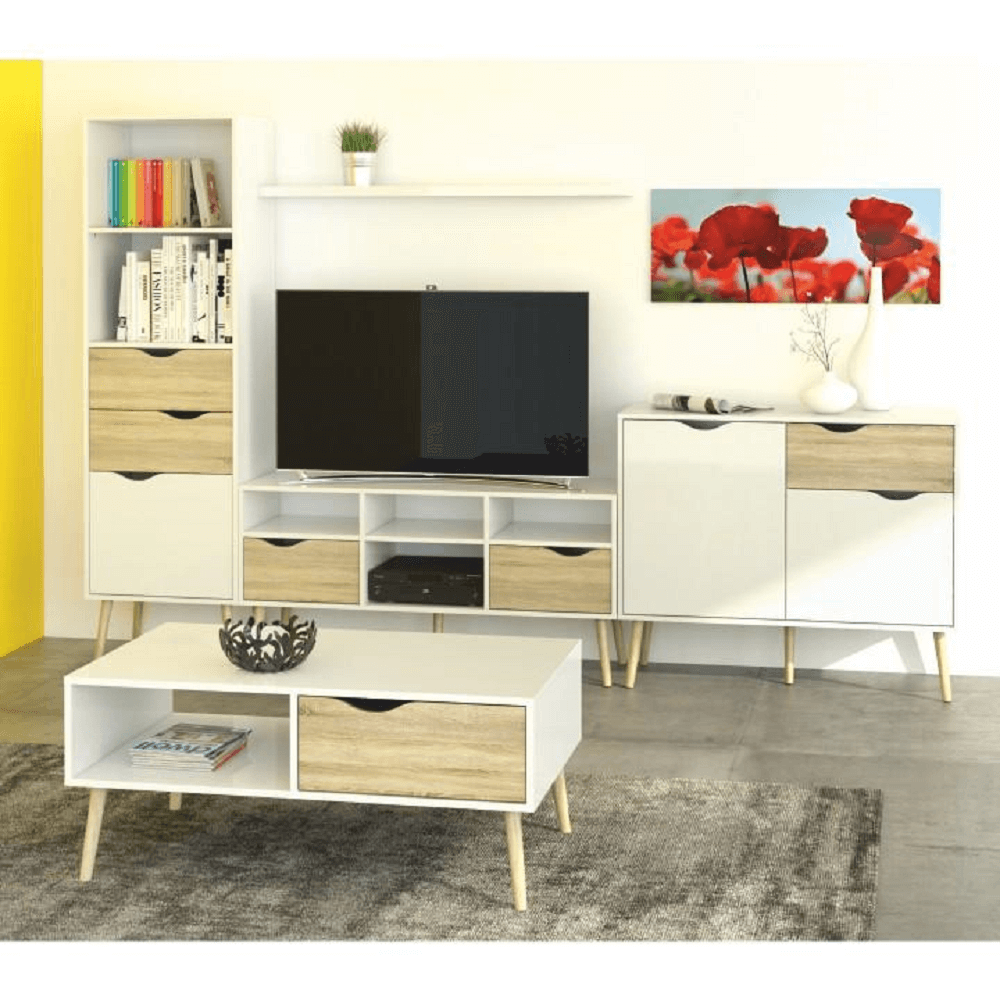 Comodă TV, stejar sonoma/alb, OSLO 75391