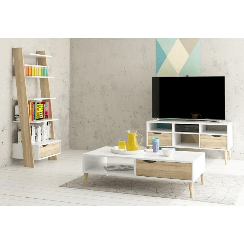 Comodă TV, stejar sonoma/alb, OSLO 75391