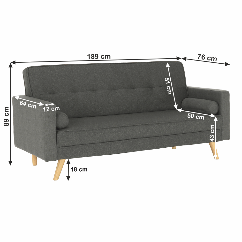 Canapea extensibilă, material gri, OTISA