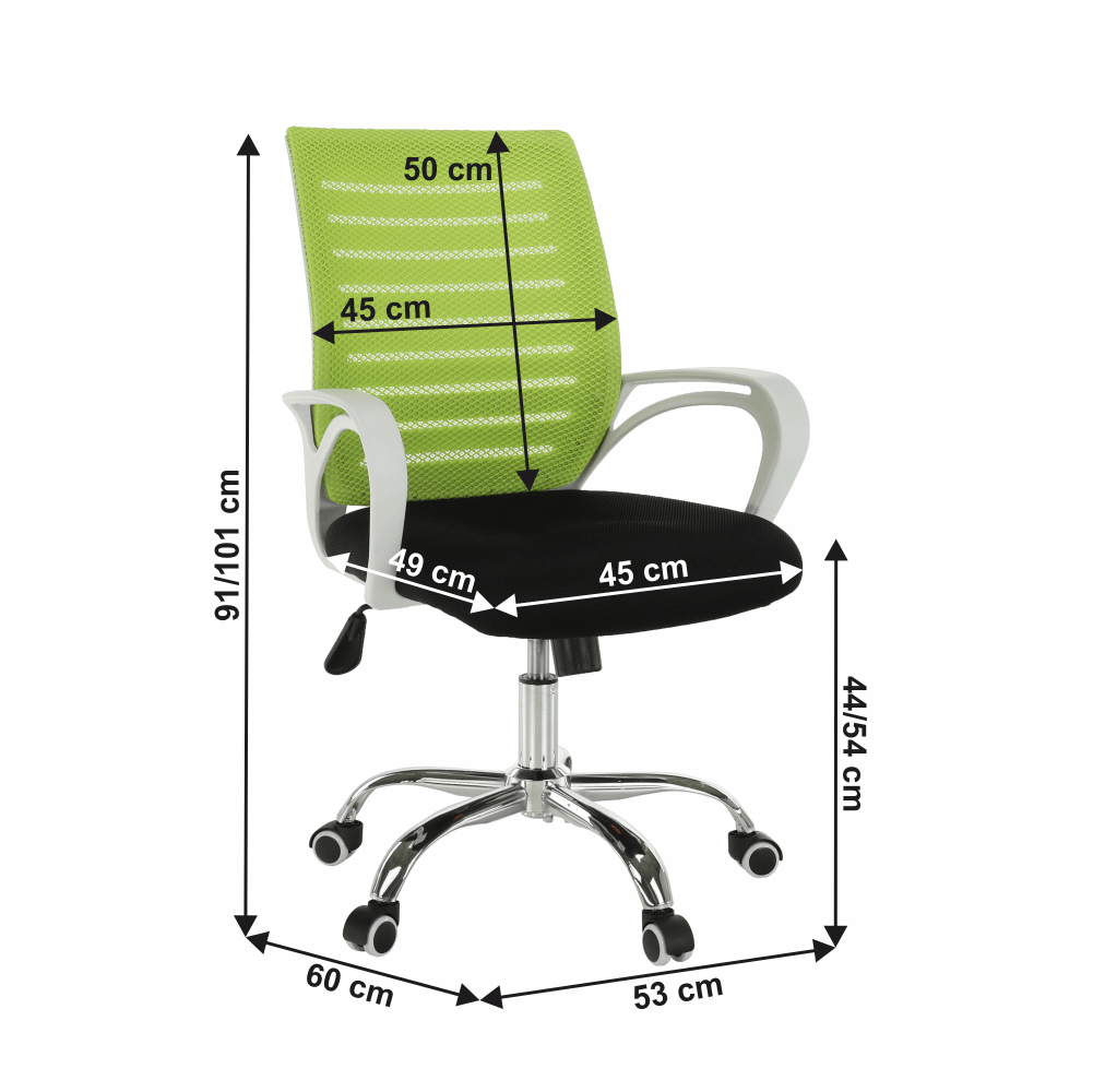 Fotoliu de birou, verde/negru/alb/crom, OZELA
