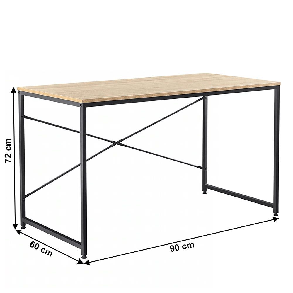 Birou, stejar / negru, 90x60 cm, MELLORA