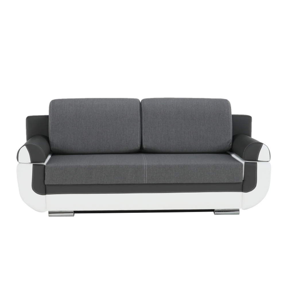 Canapea, piele ecologică alba+gri/material textil gri, KARDYN
