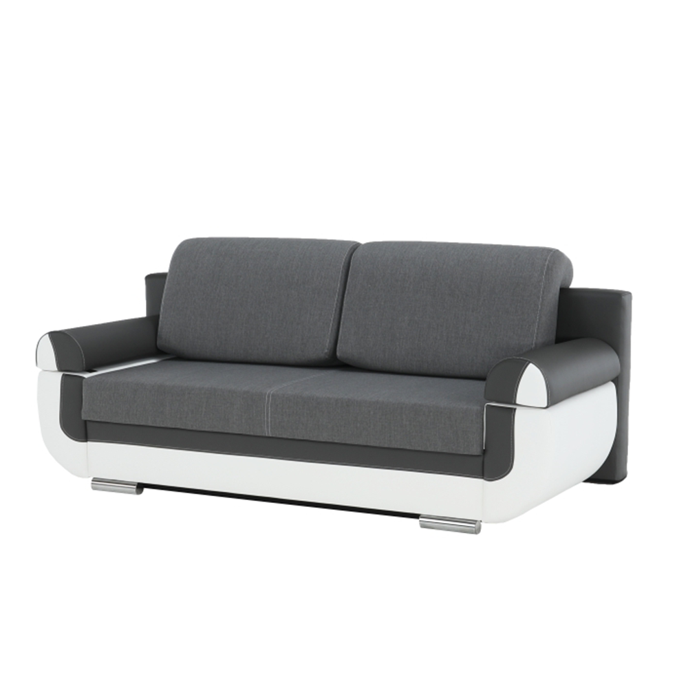 Canapea, piele ecologică alba+gri/material textil gri, KARDYN