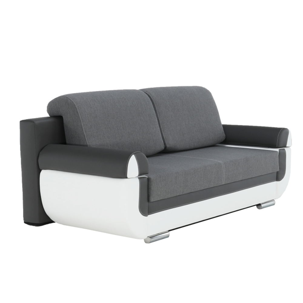 Canapea, piele ecologică alba+gri/material textil gri, KARDYN