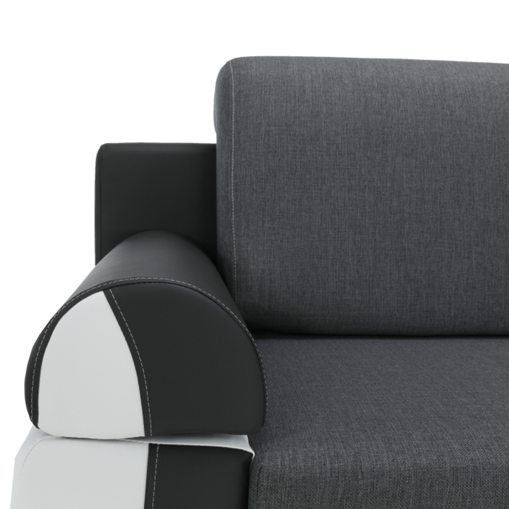 Canapea, piele ecologică alba+gri/material textil gri, KARDYN