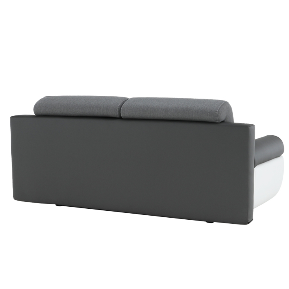 Canapea, piele ecologică alba+gri/material textil gri, KARDYN