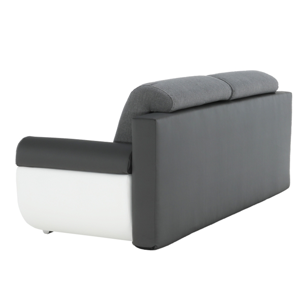 Canapea, piele ecologică alba+gri/material textil gri, KARDYN