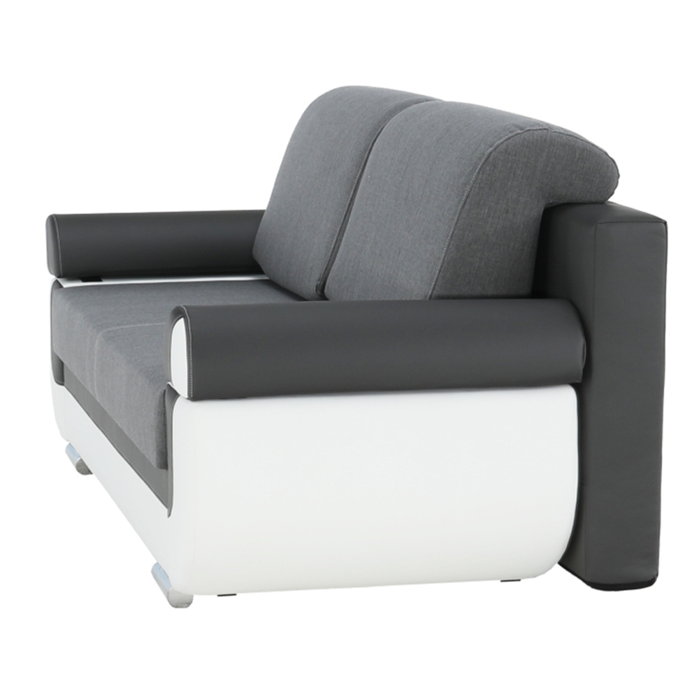Canapea, piele ecologică alba+gri/material textil gri, KARDYN