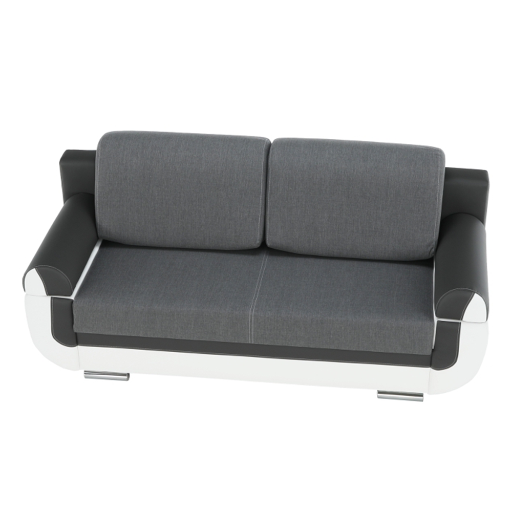 Canapea, piele ecologică alba+gri/material textil gri, KARDYN