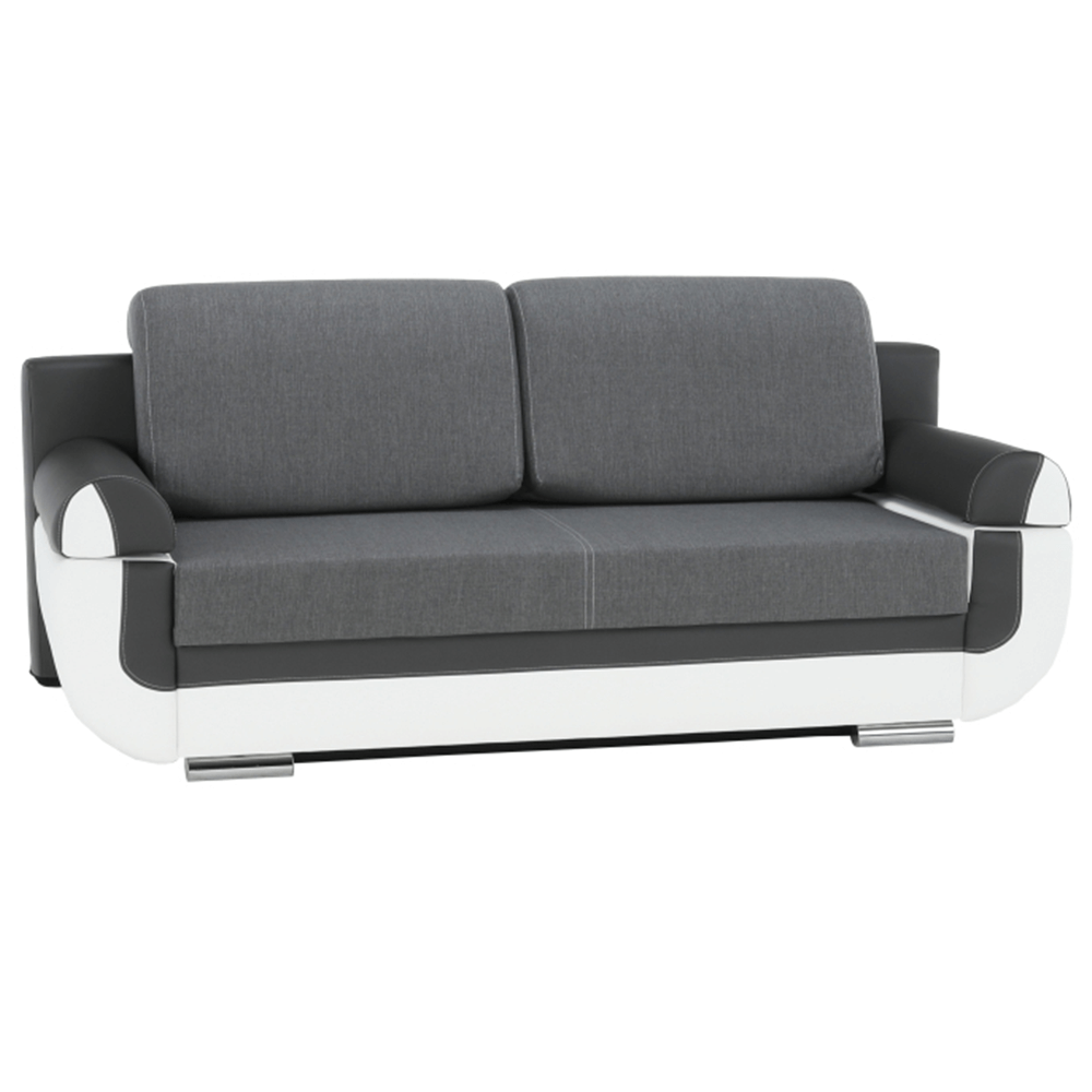 Canapea, piele ecologică alba+gri/material textil gri, KARDYN