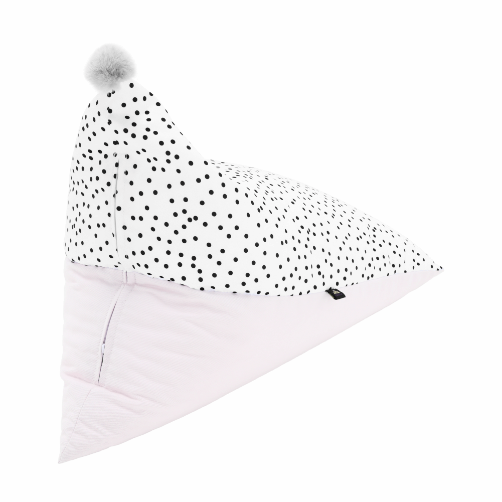Fotoliu tip sac, alb/roz/gri, POMPOM