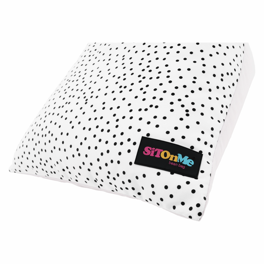 Fotoliu tip sac, alb/roz/gri, POMPOM