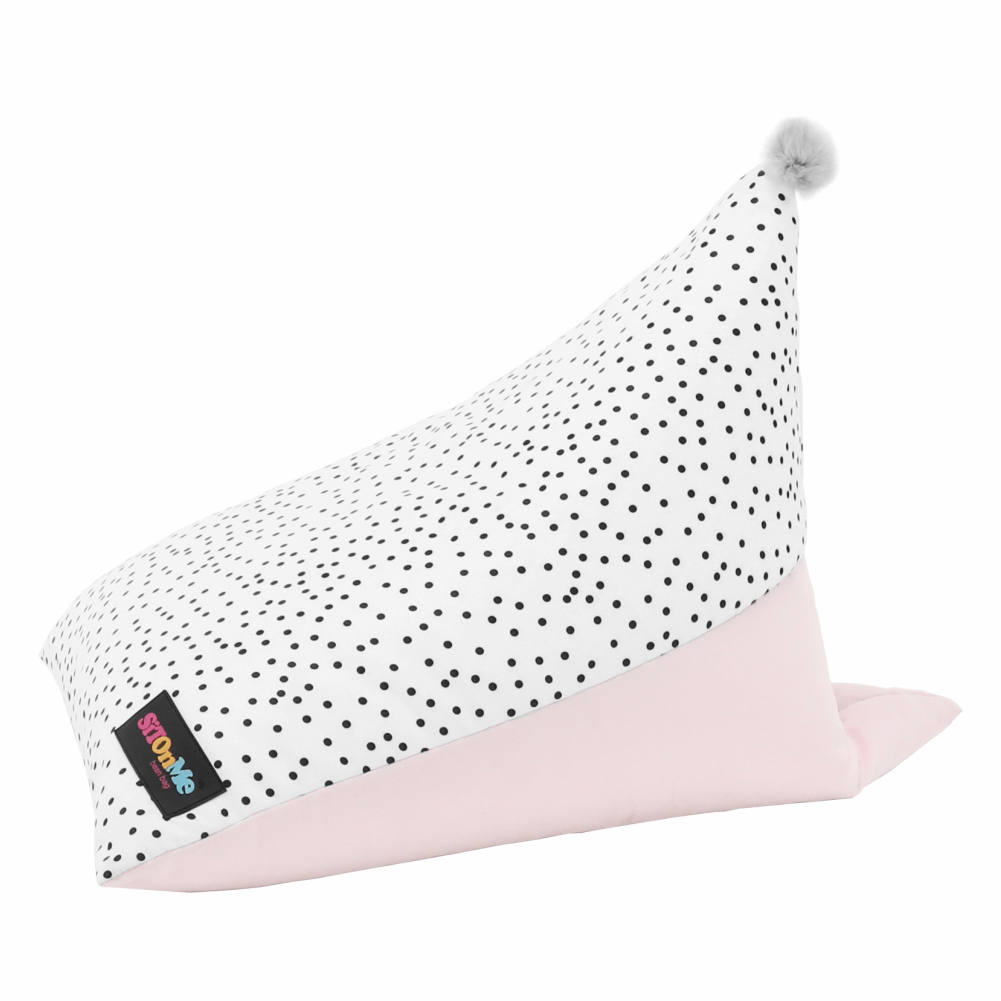 Fotoliu tip sac, alb/roz/gri, POMPOM