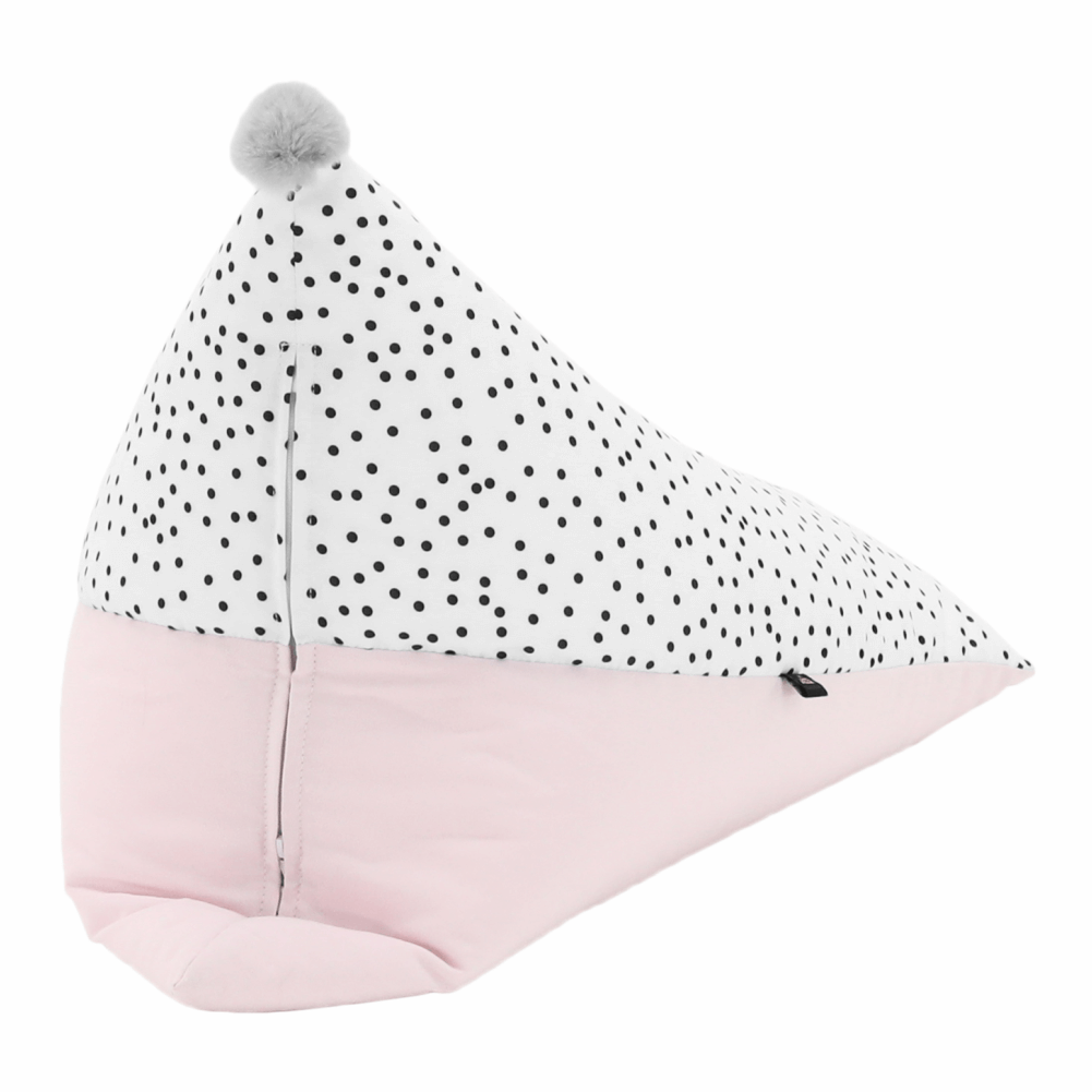 Fotoliu tip sac, alb/roz/gri, POMPOM