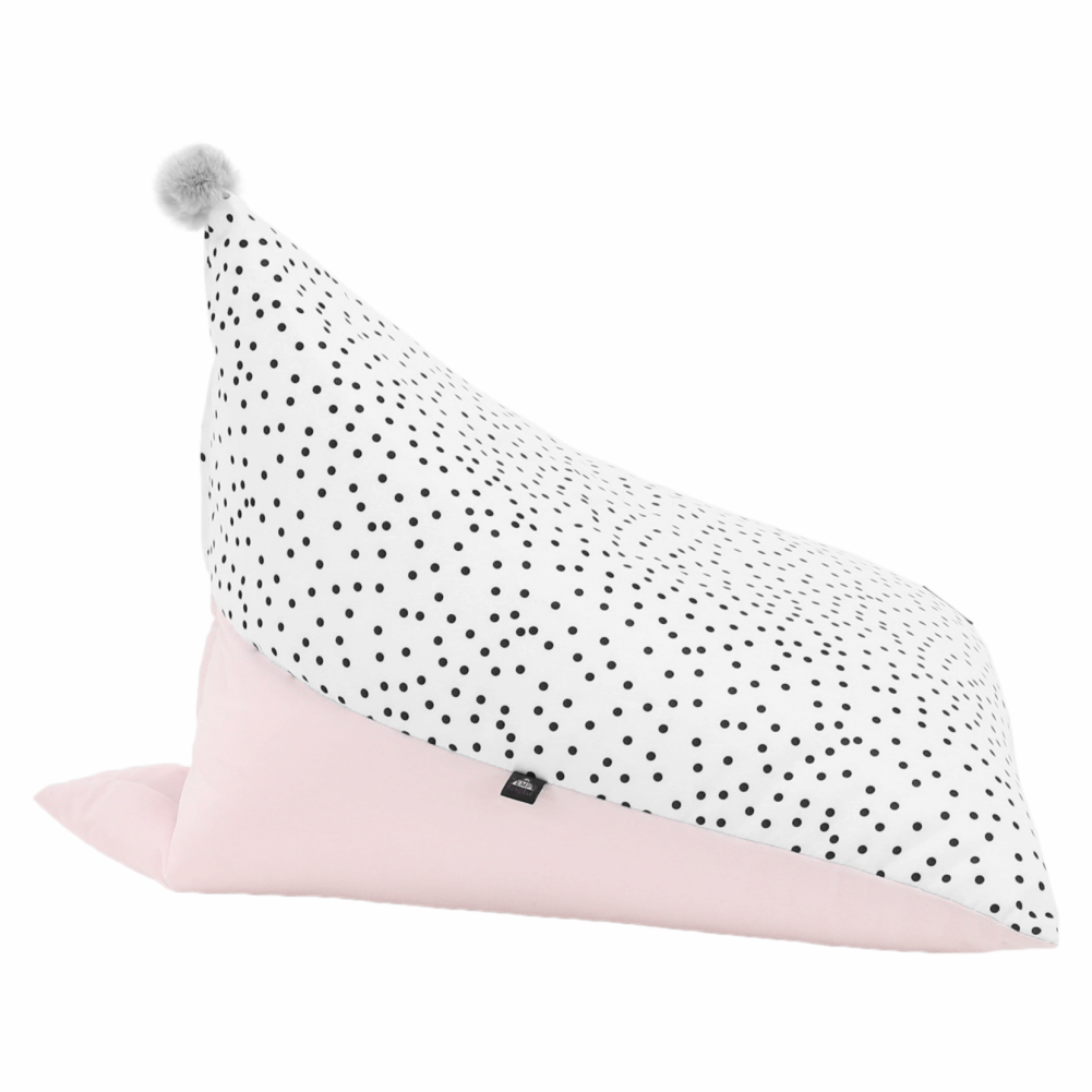 Fotoliu tip sac, alb/roz/gri, POMPOM