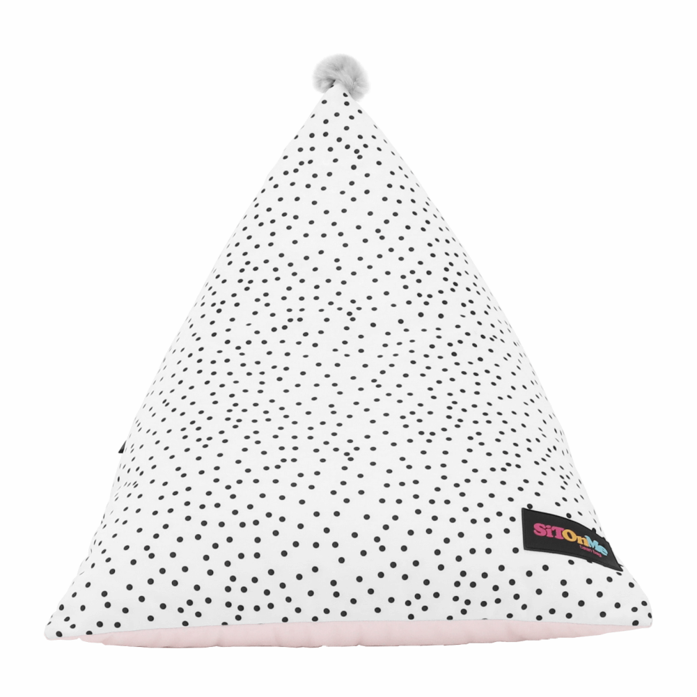 Fotoliu tip sac, alb/roz/gri, POMPOM