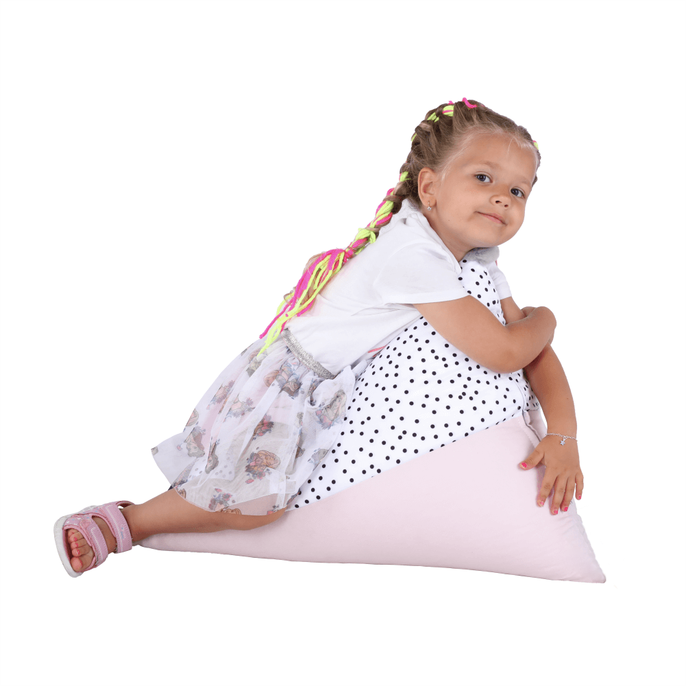 Fotoliu tip sac, alb/roz/gri, POMPOM