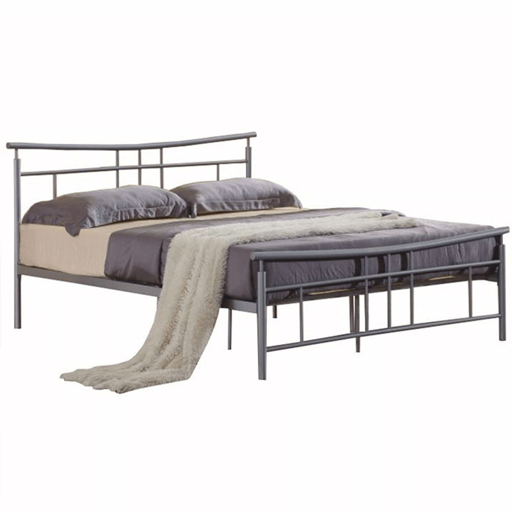 Cadru pat cu somieră, metal argintiu, 160x200, DORADO NEW
