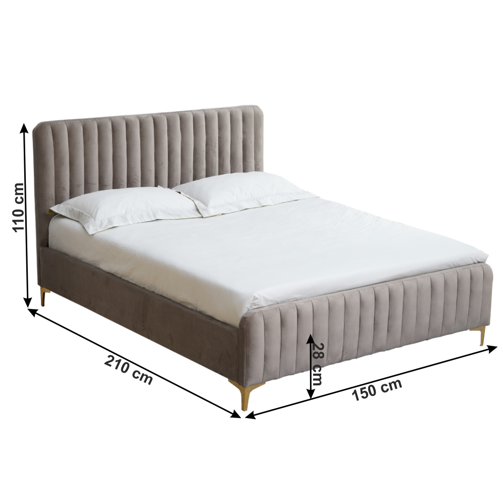 Pat, gri maro Taupe/gold crom auriu mat, 140x200, KAISA