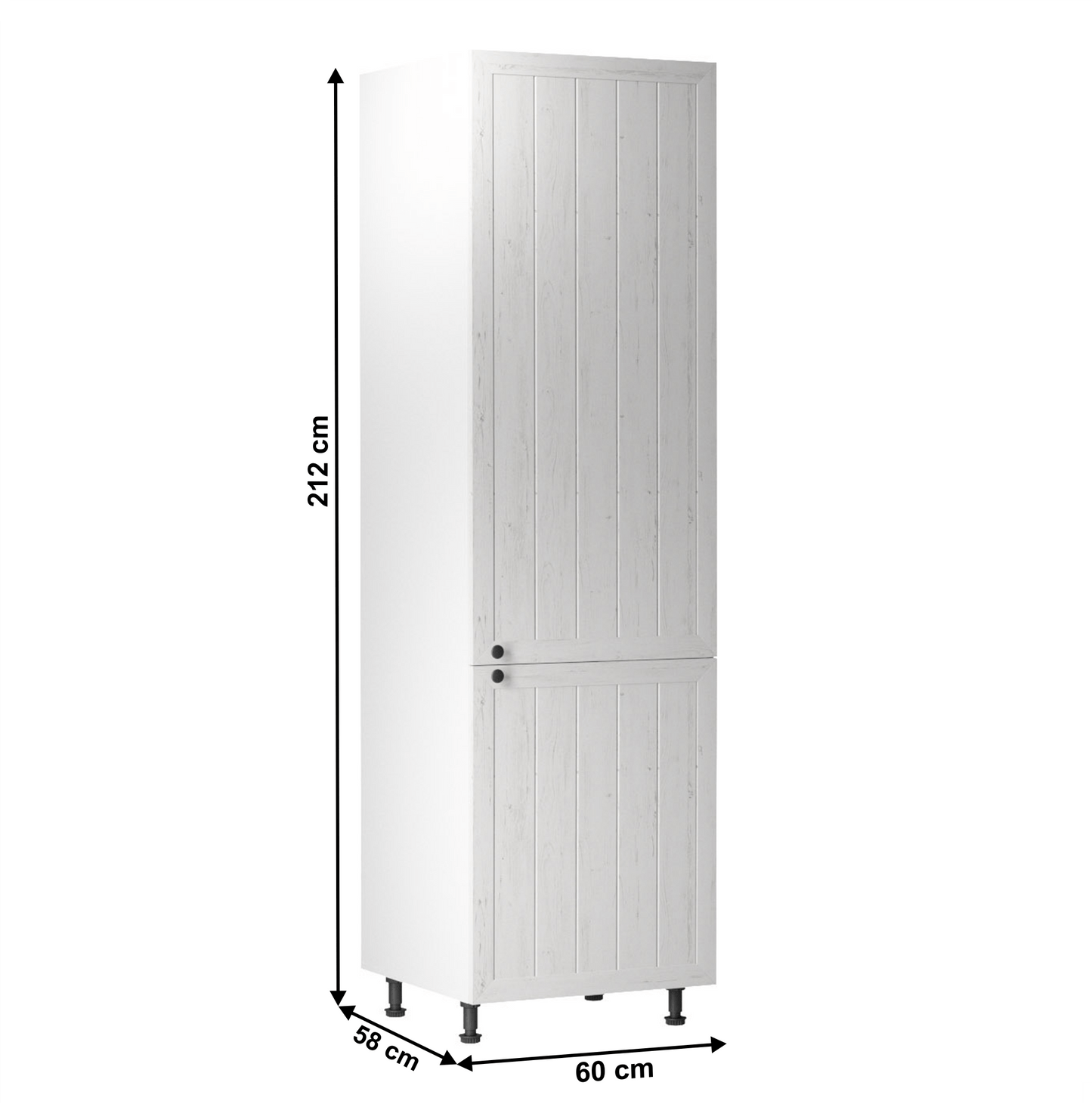 Dulap inferior pentru frigider încorporat D60ZL, model dreapta, alb/pin Andersen, PROVENCE