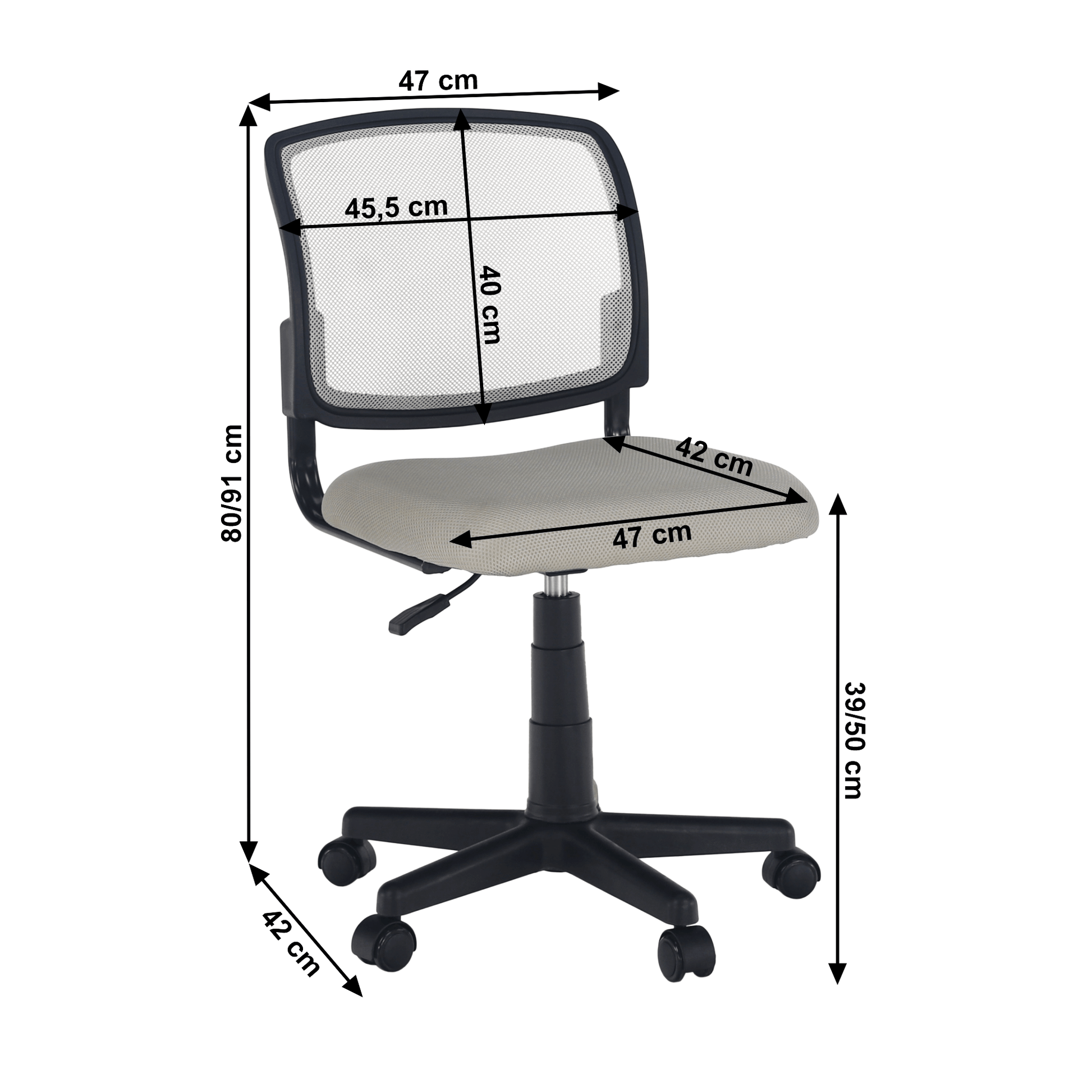 Scaun rotativ, gri/negru, RAMIZA