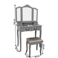 Masă de toaletă cu taburet, gri / argintiu, REGINA NEW